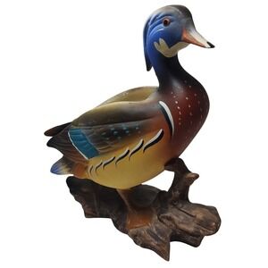 Enesco Ceramic Wood Duck Planter‎ Figurine Decorative Hand Painted E2004 Vintage